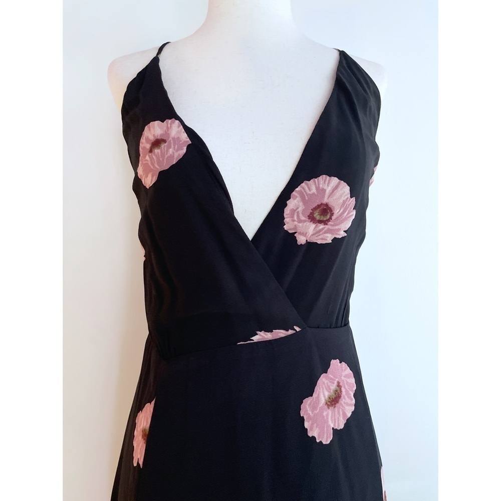 EUC Reformation Floral Pink Poppy Flower Temple Midi Wrap Dress Size '​​​​​​ - Picture 6 of 13